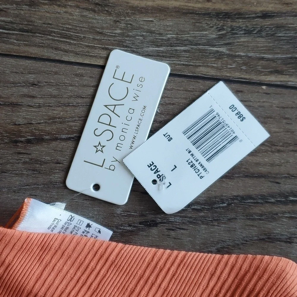 NWT L Space Womens Cabana Ribbed Bottom Bit Swim Swimwear sz L